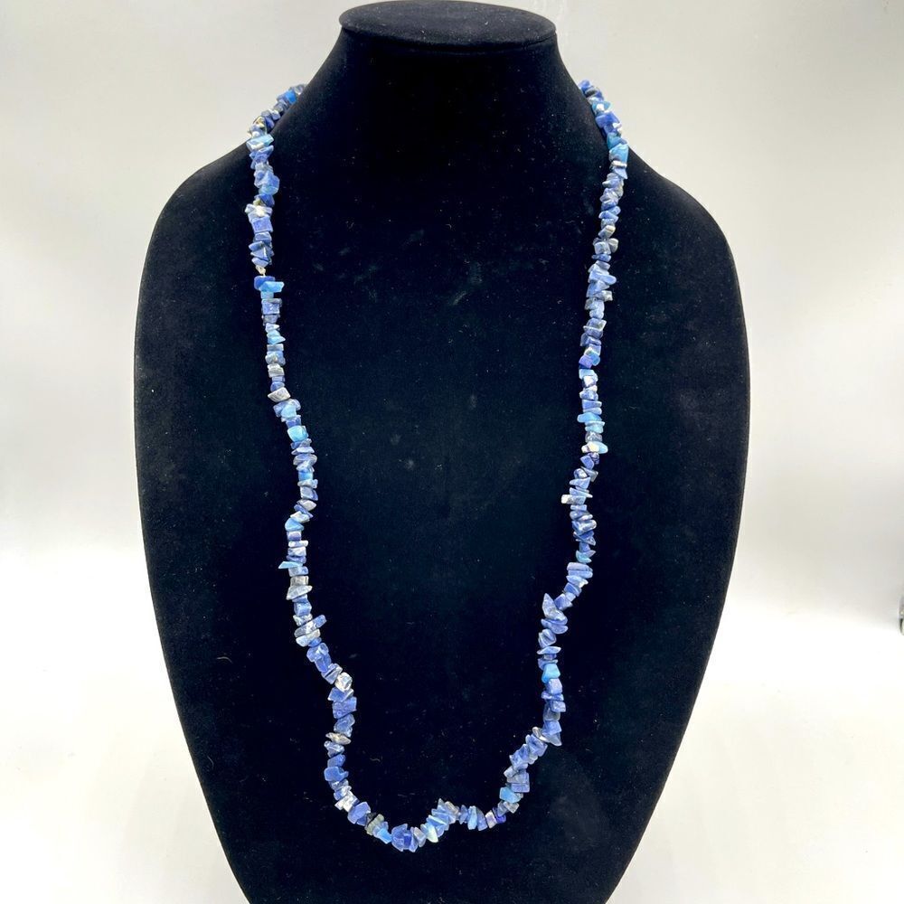 Blue Lapis Lazuli Long Necklace 20 inches Length